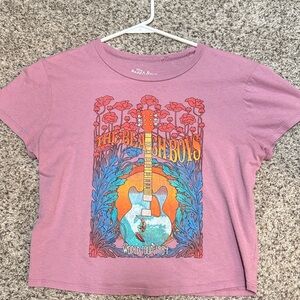 Urban Outfitters Pink Graphic T-Shirt with Guitar Design
